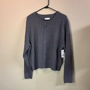 New Croft & Barrow Sweater Women’s Gray Button Up Knit Casual Soft Cardigan XXL